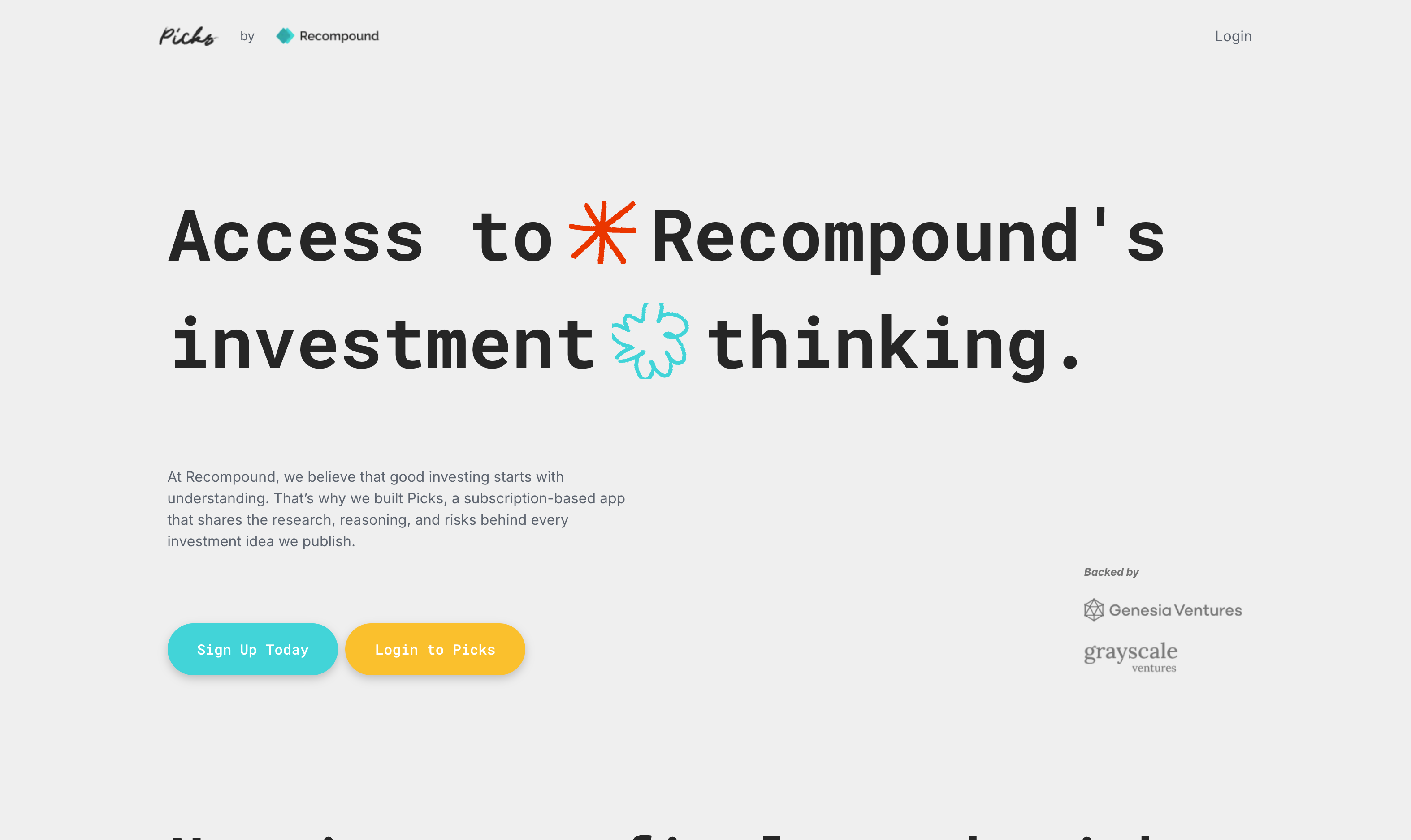 Picks by Recompound Landing Page